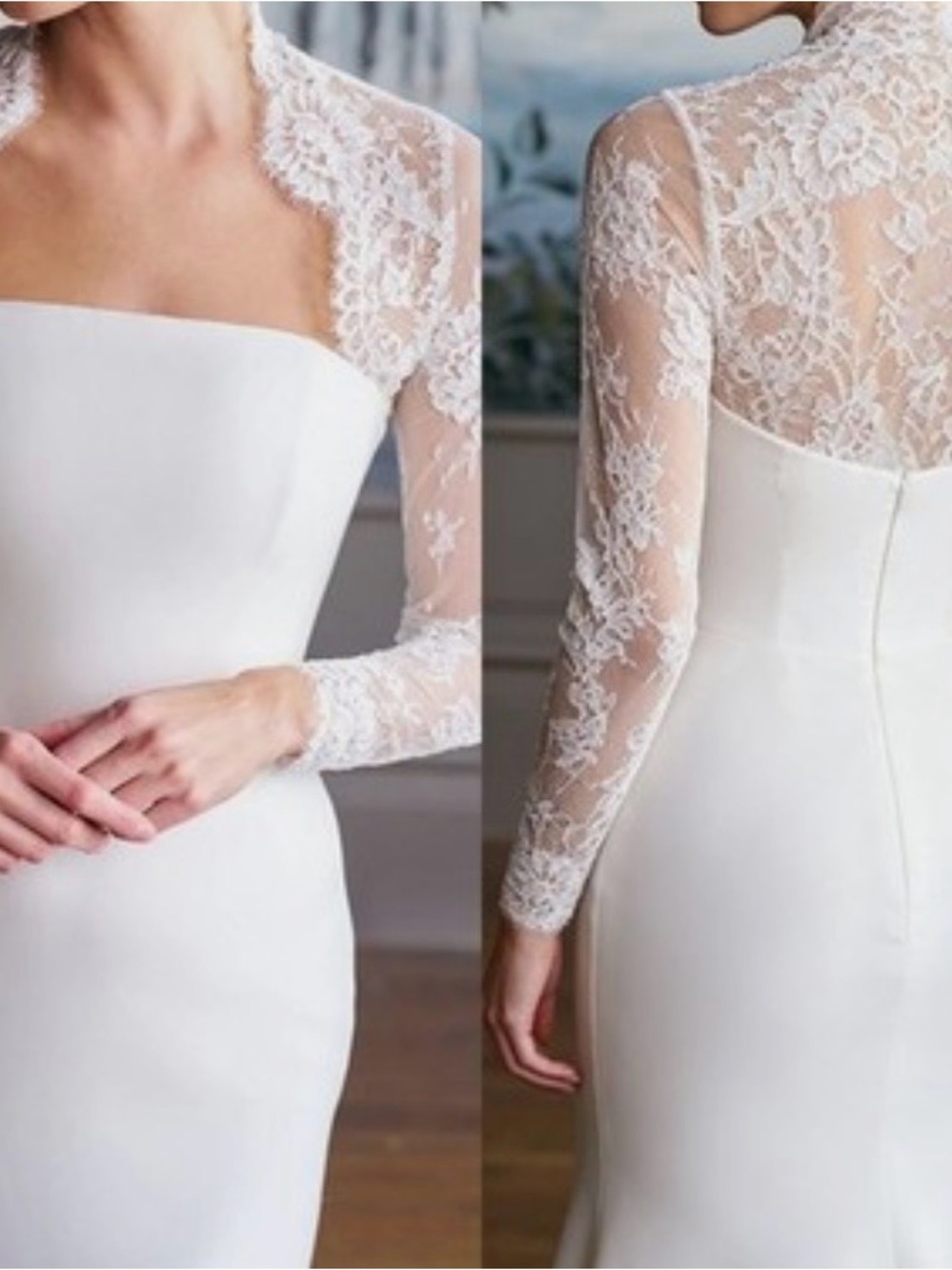White/ivory lace long sleeve bolero